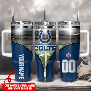 Customizable Colts Tumbler with Handle - Personalize Your Name & Number