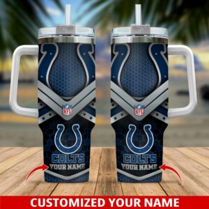 Personalized Colts Tumbler with Handle - Custom Name Insulated Cup