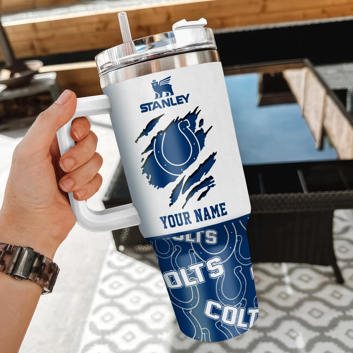 Customizable Stanley Tumbler - Personalized NFL Fan Gift with Handle & Straw - Image 3