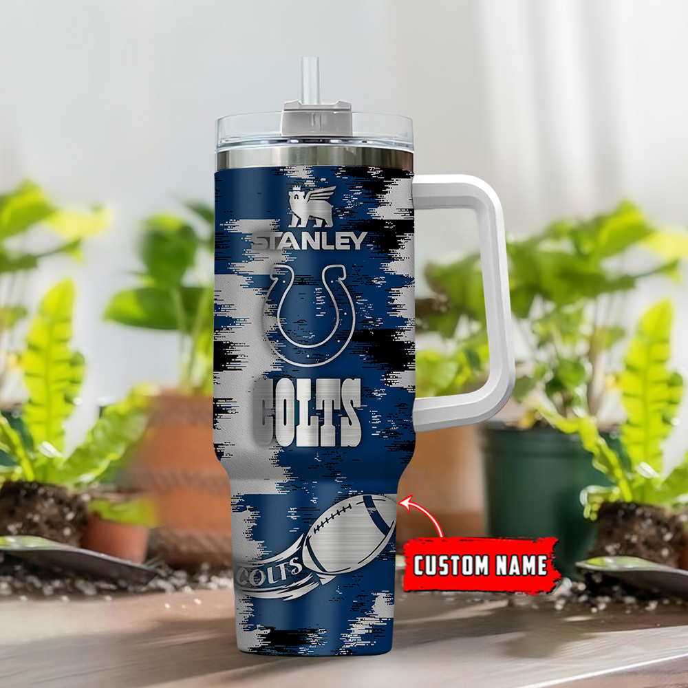 Personalized Indianapolis Colts Tumbler with Handle - Custom Name Engraving - Image 2