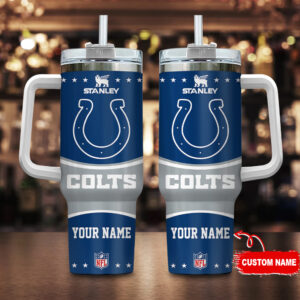 Personalized Colts Tumbler with Handle - Custom NFL Fan Gift