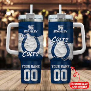 Personalized Colts Tumbler with Handle - Custom Name & Number