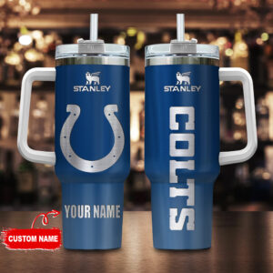 Customizable Colts Tumbler with Straw and Handle - Personalized Drinkware Gift