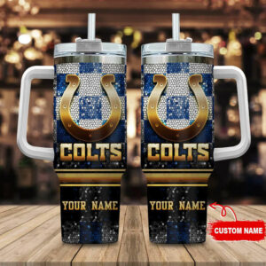 Customizable Colts Tumbler with Handle & Straw - Personalized Name Gift