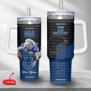 Personalized Colts Tumbler with Handle - Custom Name Gift for Fans