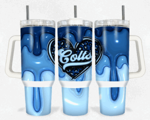Stylish Blue Heart Design Travel Tumbler with Handle & Straw - Perfect for On-the-Go