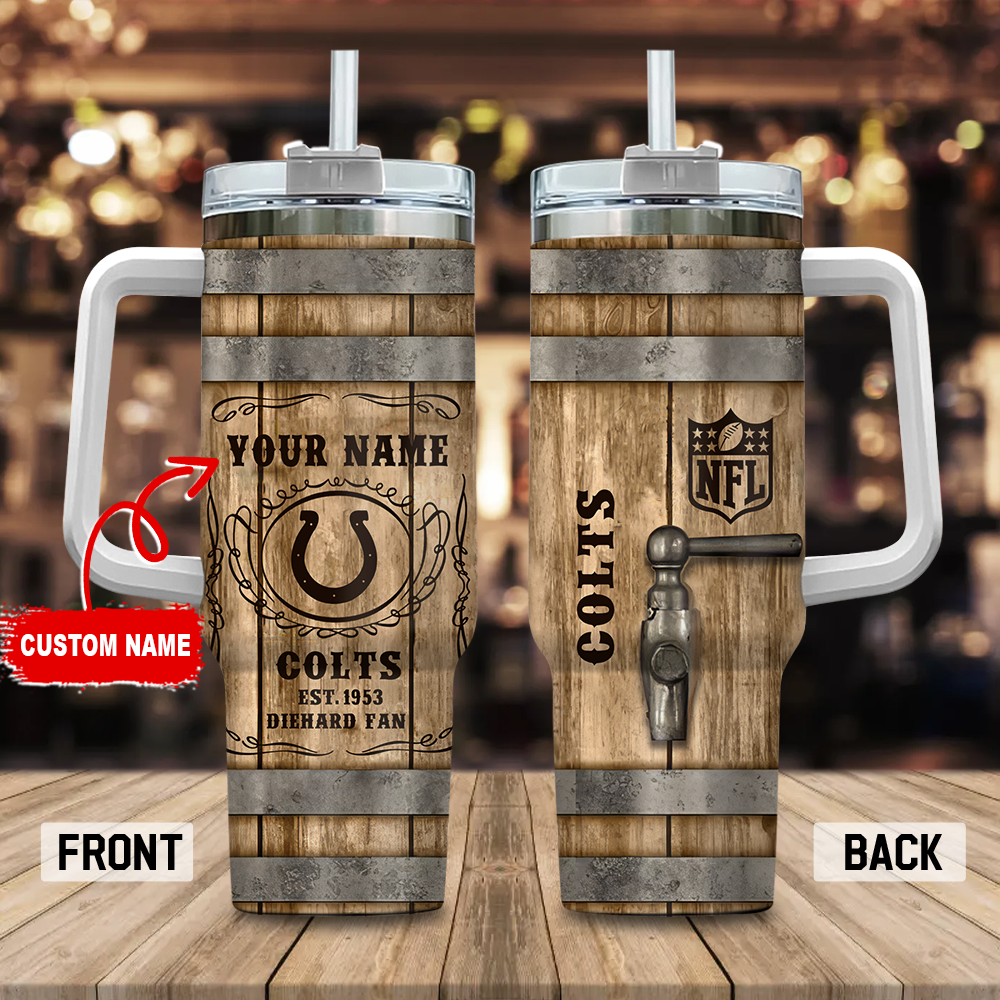 Personalized Colts Fan Tumbler with Handle - Custom Name & NFL Design