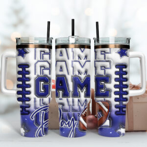 Game Day Football Tumbler Mug with Straw - Perfect for Sports Fans
