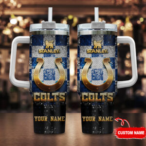Personalized Colts Fan Tumbler with Handle - Custom Name Stanley Cup