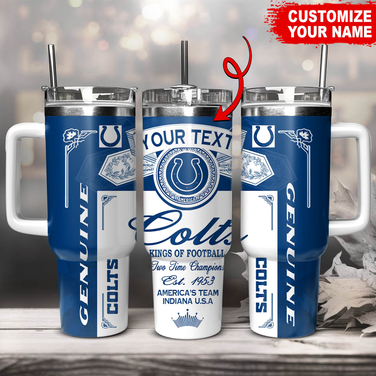 Customizable Colts Tumbler - Personalized Football Mug for Fans