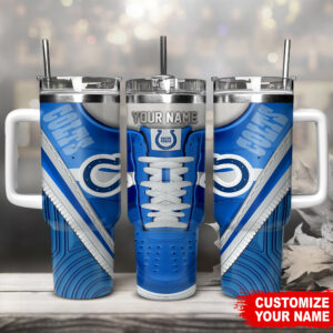 Personalized Colts Tumbler with Handle - Custom Name Insulated Drinkware