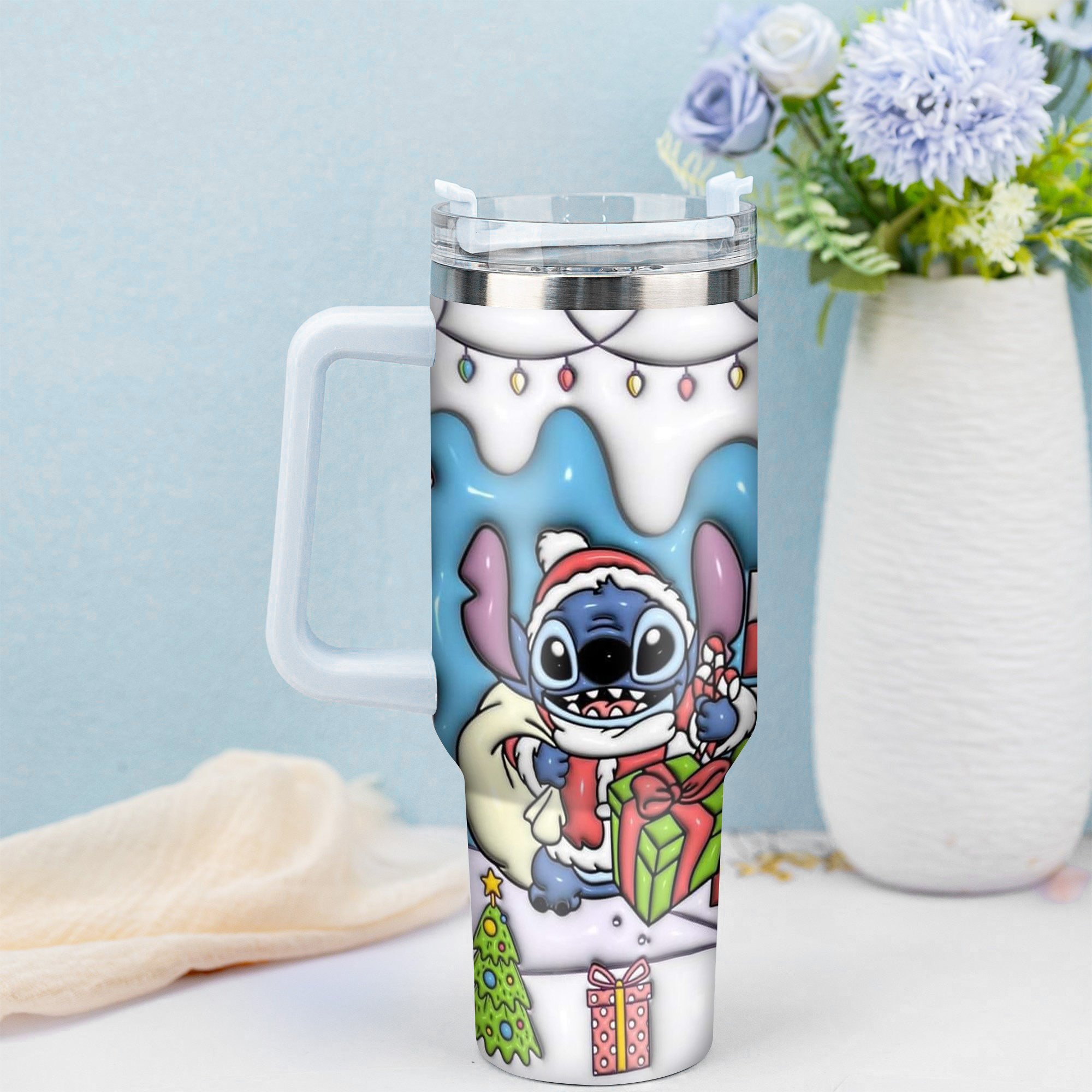 Festive Holiday Tumbler with Straw - Cute Christmas Design for Hot & Cold Drinks - Image 3