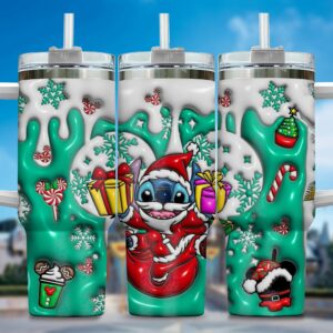 Festive Holiday Tumbler with Cute Santa Character & Candy Cane Design