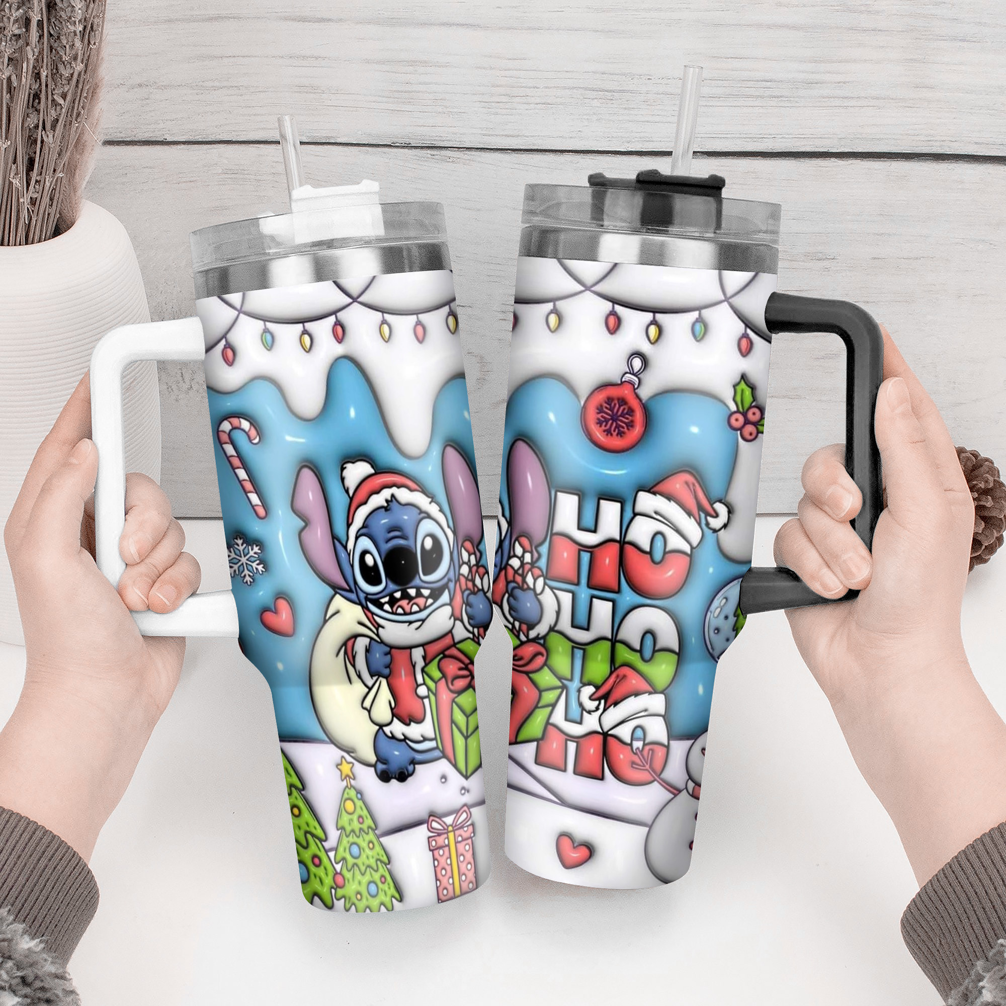 Festive Holiday Tumbler with Straw - Cute Christmas Design for Hot & Cold Drinks - Image 2