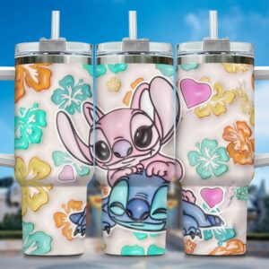 Colorful Character Tumbler with Straw - Vibrant Floral Design