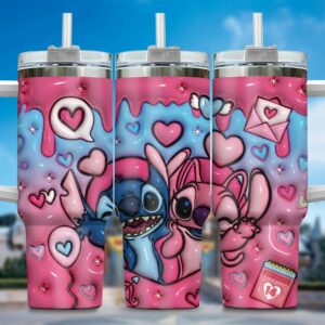 Cute Couple Tumbler - Valentine's Day Love Hearts Design