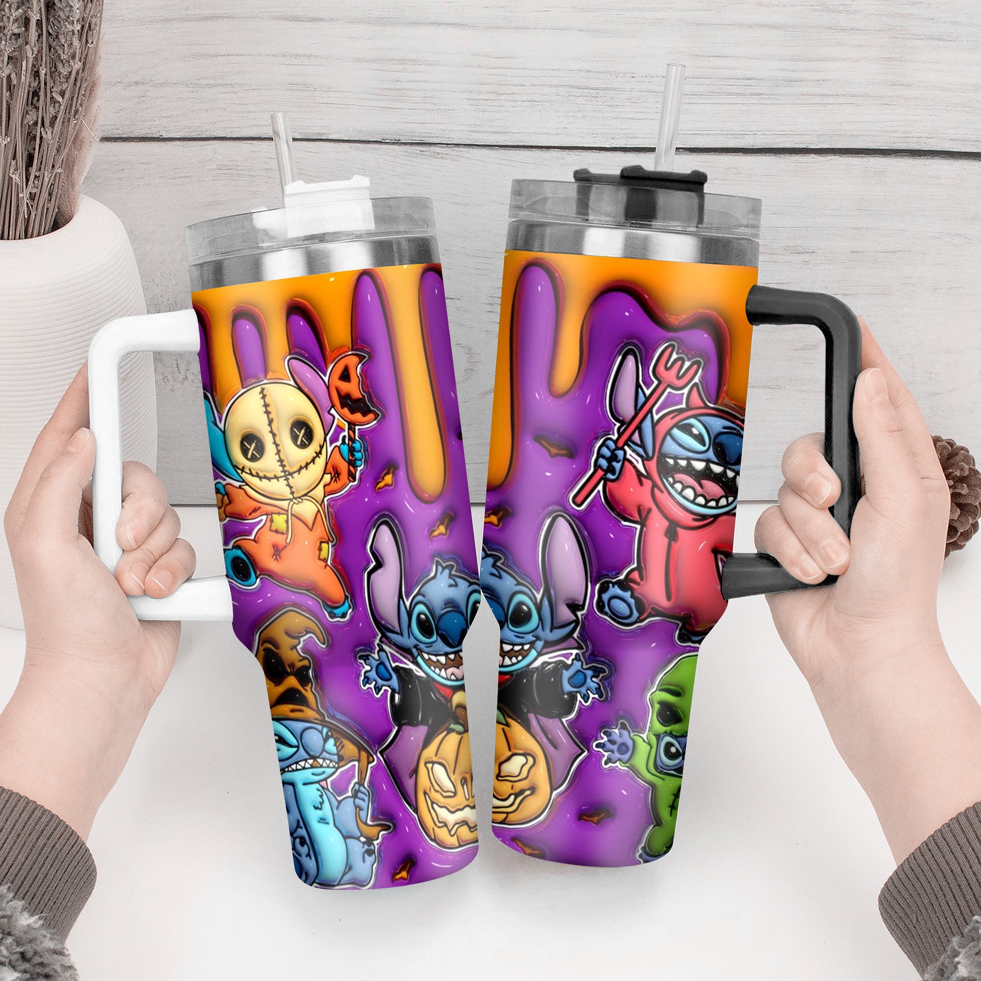 Spooky Halloween Themed Tumbler with Fun Cartoon Characters - Image 2