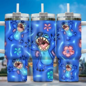 Vibrant Blue Character Tumbler with Straw - Fun & Durable Design