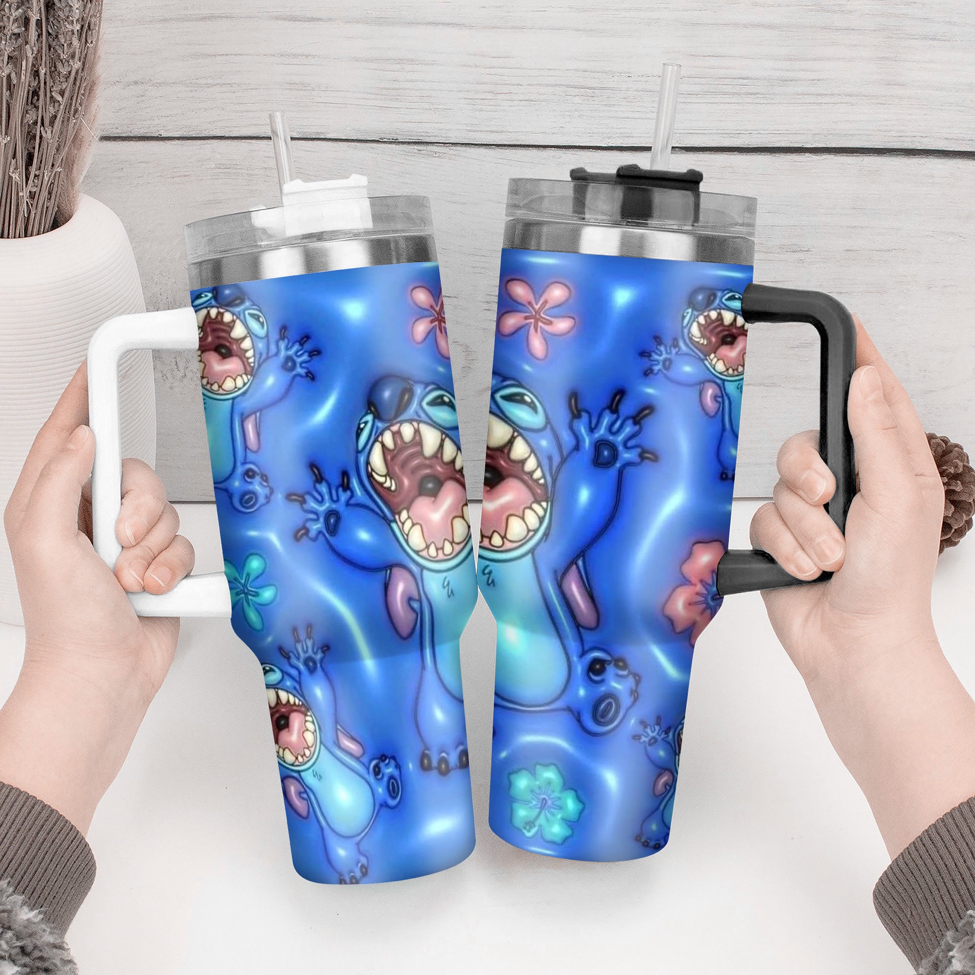 Vibrant Blue Character Tumbler with Straw - Fun & Durable Design - Image 2