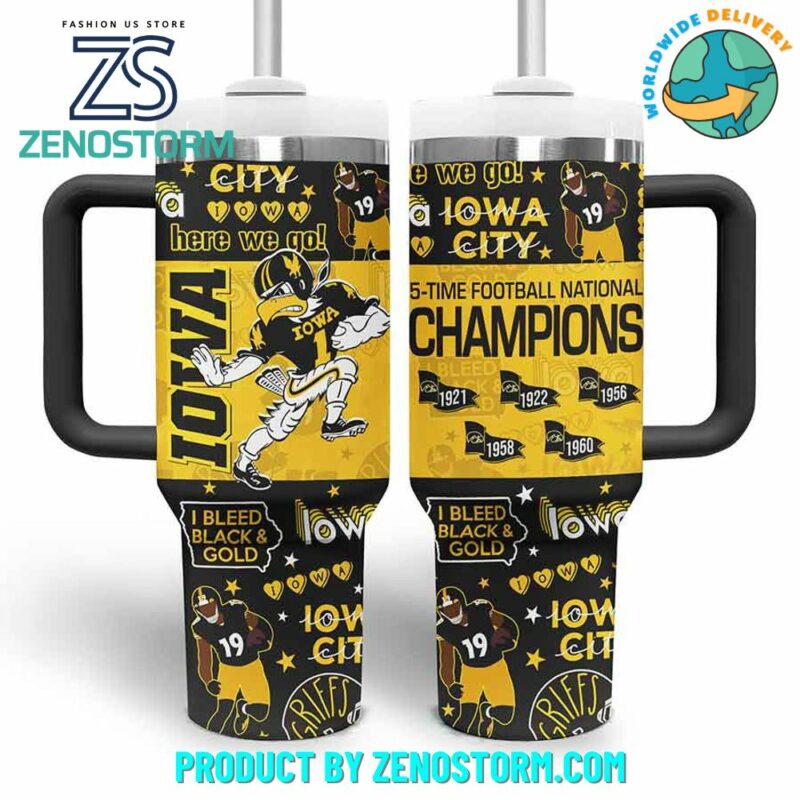 Iowa Hawkeyes NCAA Custom Stanley Quencher 40oz Stainless Steel Tumbler With Handle - Threewoofs - Image 2