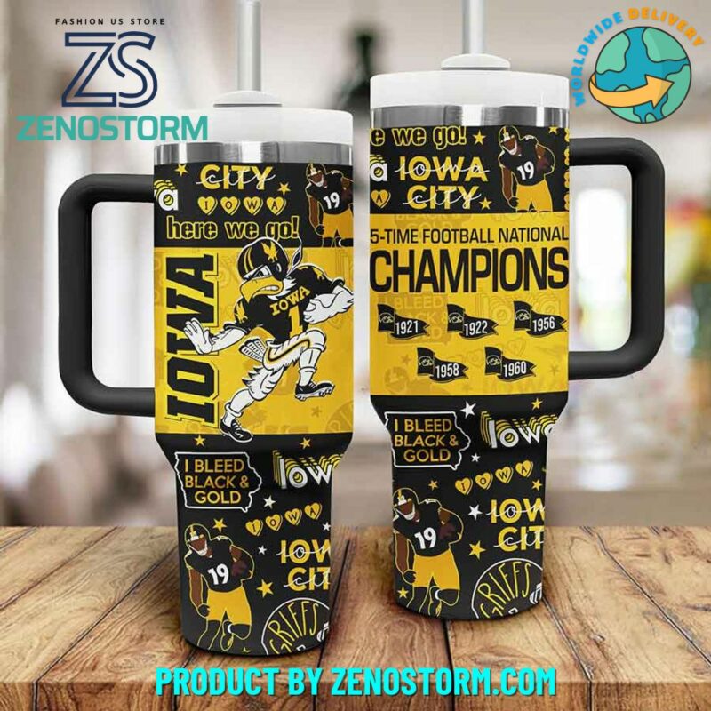 Iowa Hawkeyes NCAA Custom Stanley Quencher 40oz Stainless Steel Tumbler With Handle - Threewoofs