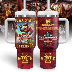 Iowa State Cyclones NCAA Sports Custom Stanley Quencher 40oz Stainless Steel Tumbler With Handle - Threewoofs