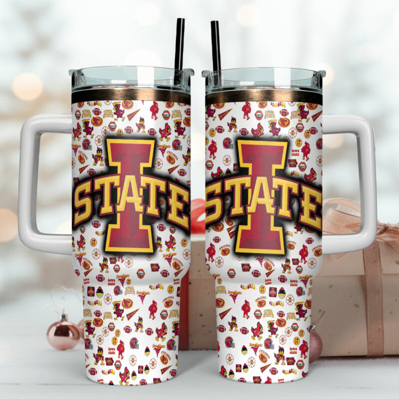 Iowa State Cyclones NCAA Sports Custom Stanley Quencher 40oz Stainless Steel Tumbler With Handle - Threewoofs - Image 4