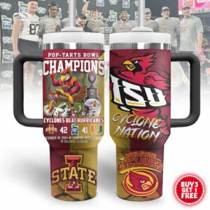 Iowa State Cyclones NCAA Sports  Custom Stanley Quencher 40oz Stainless Steel Tumbler With Handle - Threewoofs