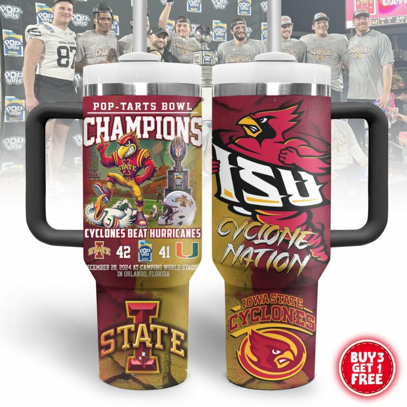 Iowa State Cyclones NCAA Sports  Custom Stanley Quencher 40oz Stainless Steel Tumbler With Handle - Threewoofs