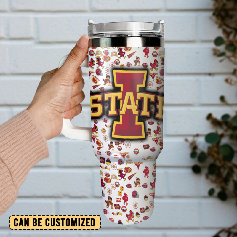 Iowa State Cyclones NCAA Sports Custom Stanley Quencher 40oz Stainless Steel Tumbler With Handle - Threewoofs - Image 3