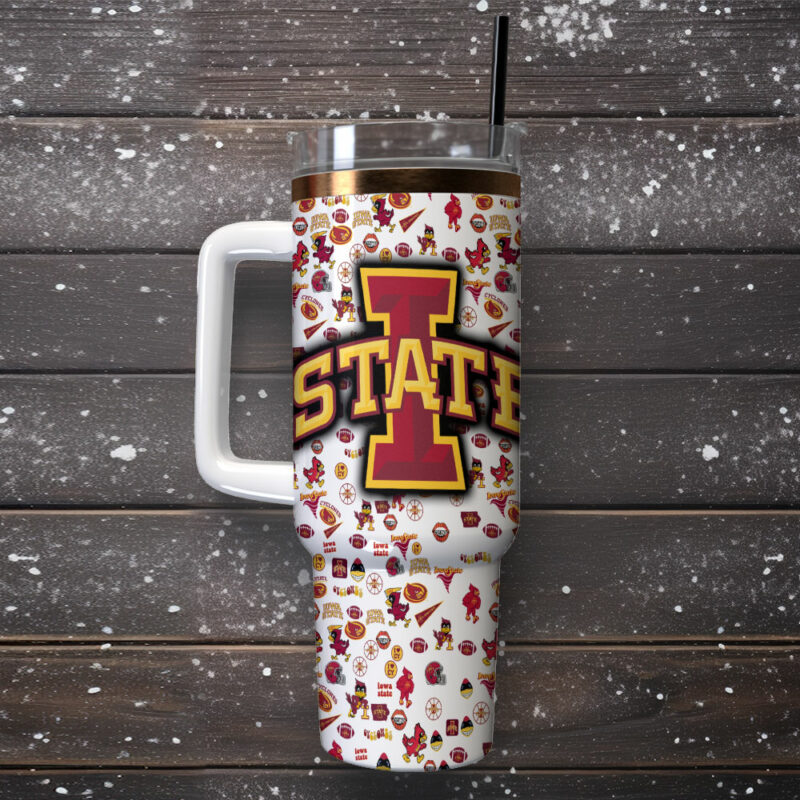 Iowa State Cyclones NCAA Sports Custom Stanley Quencher 40oz Stainless Steel Tumbler With Handle - Threewoofs - Image 2