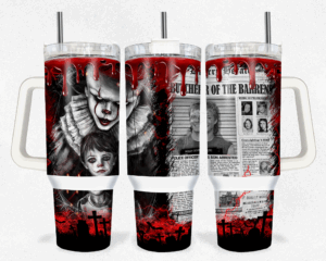 Chilling Horror-Themed Travel Mug with Straw - Unique Gothic Design
