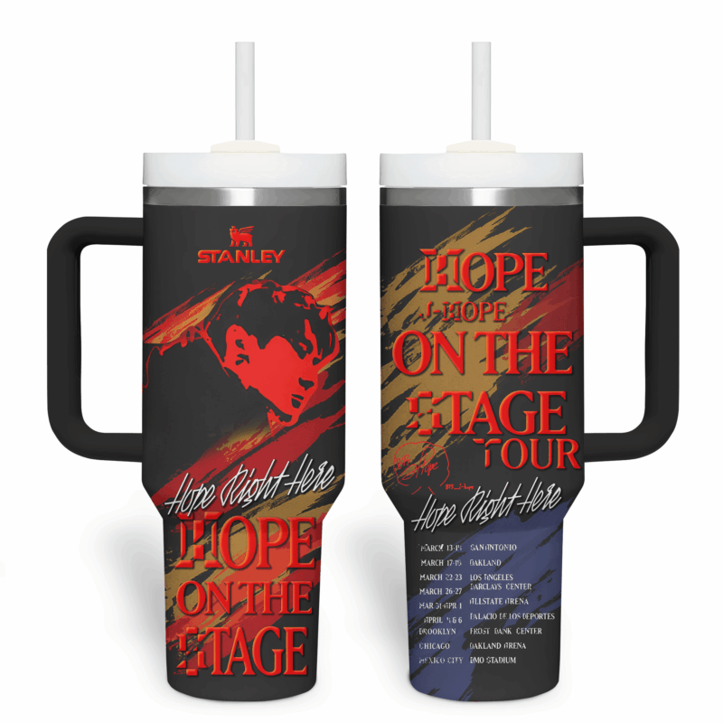 J-Hope BTS Music Custom Stanley Quencher 40oz Stainless Steel Tumbler With Handle - Threewoofs - Image 2