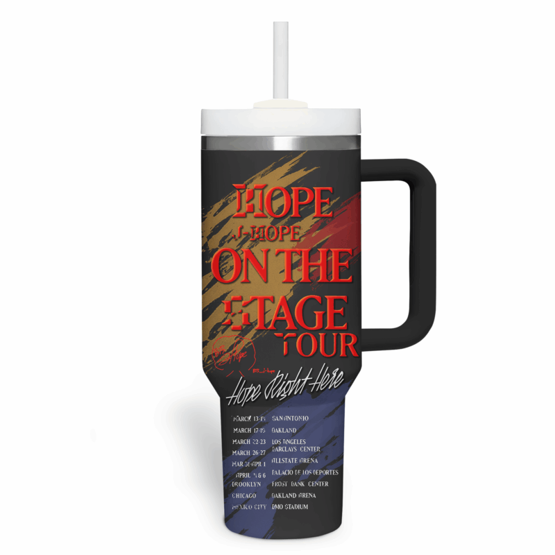 J-Hope BTS Music Custom Stanley Quencher 40oz Stainless Steel Tumbler With Handle - Threewoofs - Image 3