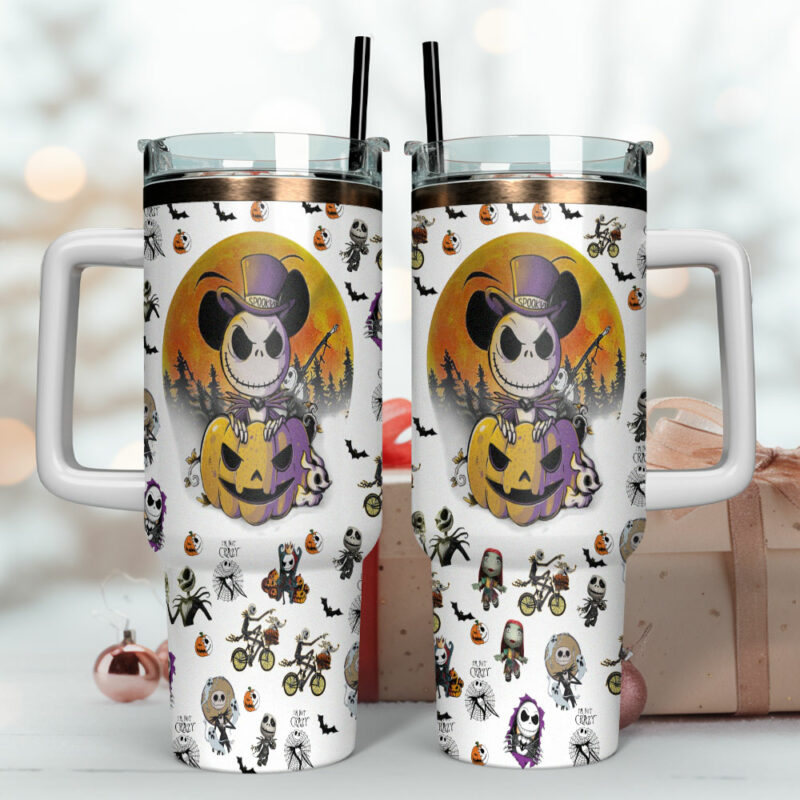 Jack Skellington The Nightmare Before Christmas Movies Custom Stanley Quencher 40oz Stainless Steel Tumbler With Handle - Threewoofs - Image 4