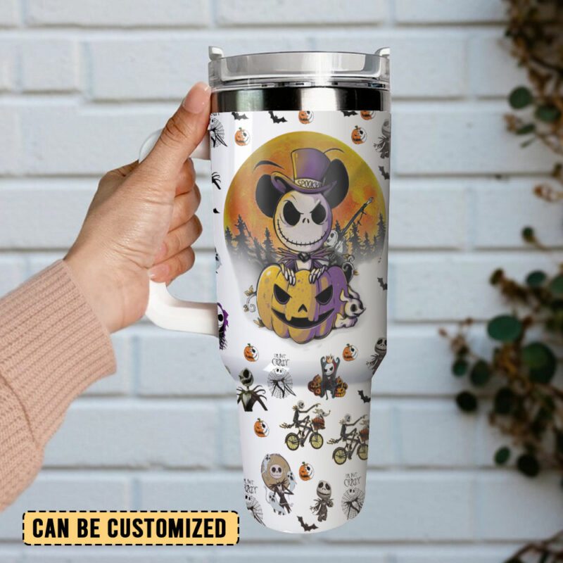 Jack Skellington The Nightmare Before Christmas Movies Custom Stanley Quencher 40oz Stainless Steel Tumbler With Handle - Threewoofs - Image 3