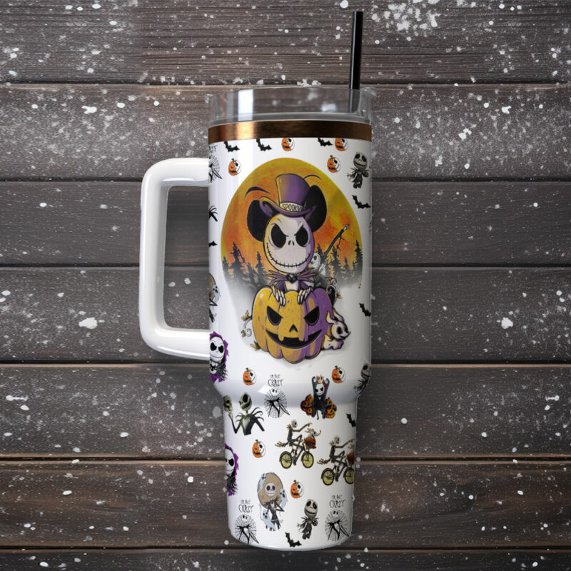 Jack Skellington The Nightmare Before Christmas Movies Custom Stanley Quencher 40oz Stainless Steel Tumbler With Handle - Threewoofs - Image 2
