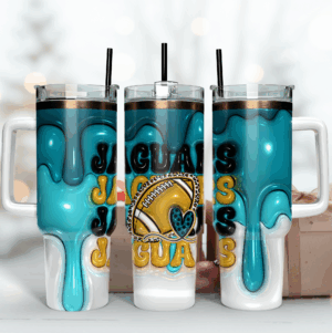 Vibrant Teal Football Fan Tumbler with Straw - Perfect Gift for Sports Enthusiasts