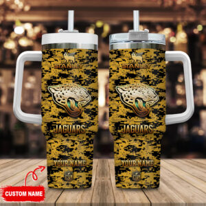 Custom NFL Team Camo Tumbler with Handle & Straw - Personalized Name