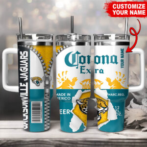 Customizable Jaguars & Beer-Themed Tumbler with Handle - Perfect Gift for Fans