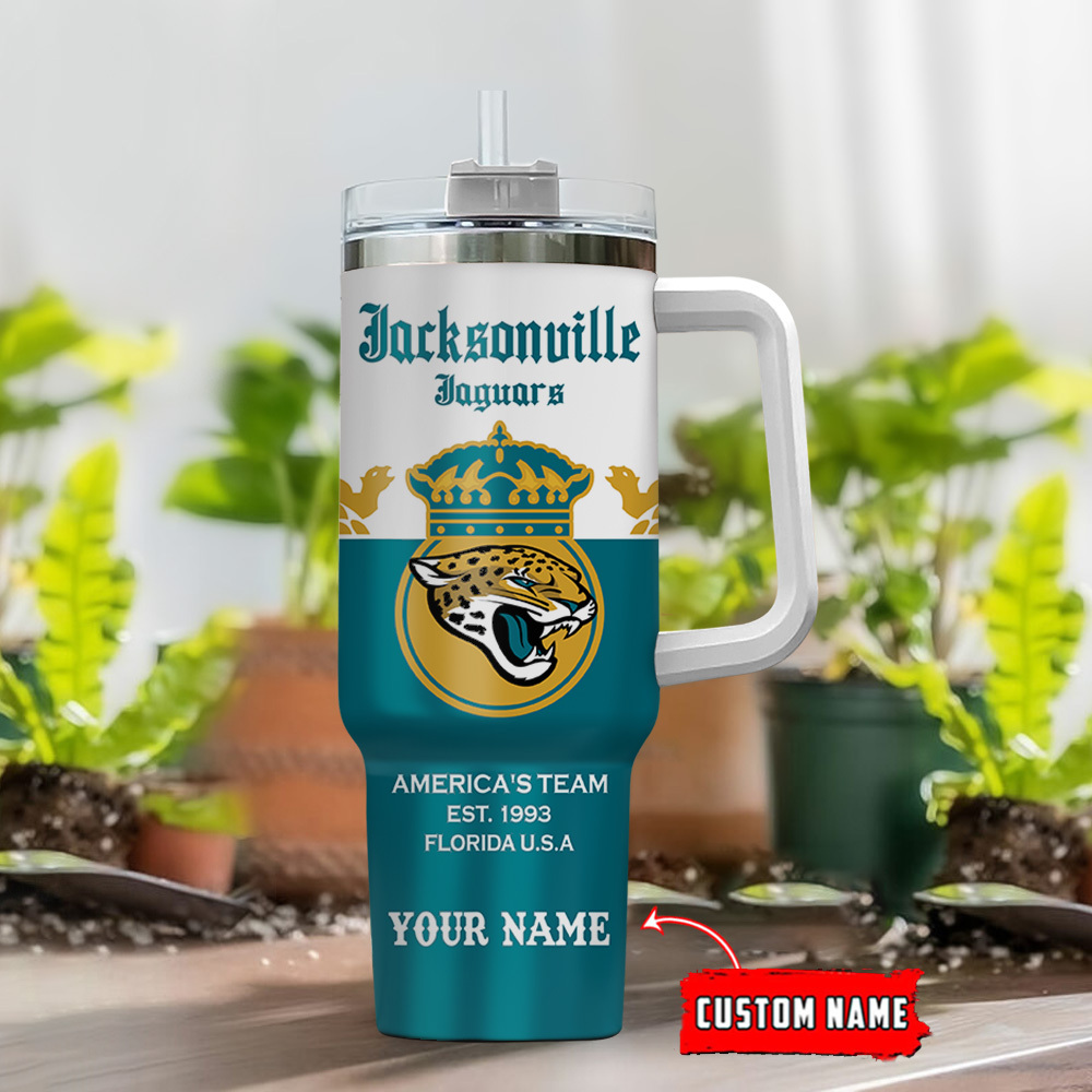 Customizable Jacksonville Jaguars Tumbler with Handle - Perfect Gift for Fans - Image 2