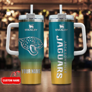 Customizable Jacksonville Jaguars Tumbler with Straw & Handle - Personalized NFL Fan Gift