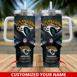 Personalized Jacksonville Jaguars Tumbler with Handle - Custom Name NFL Fan Gift