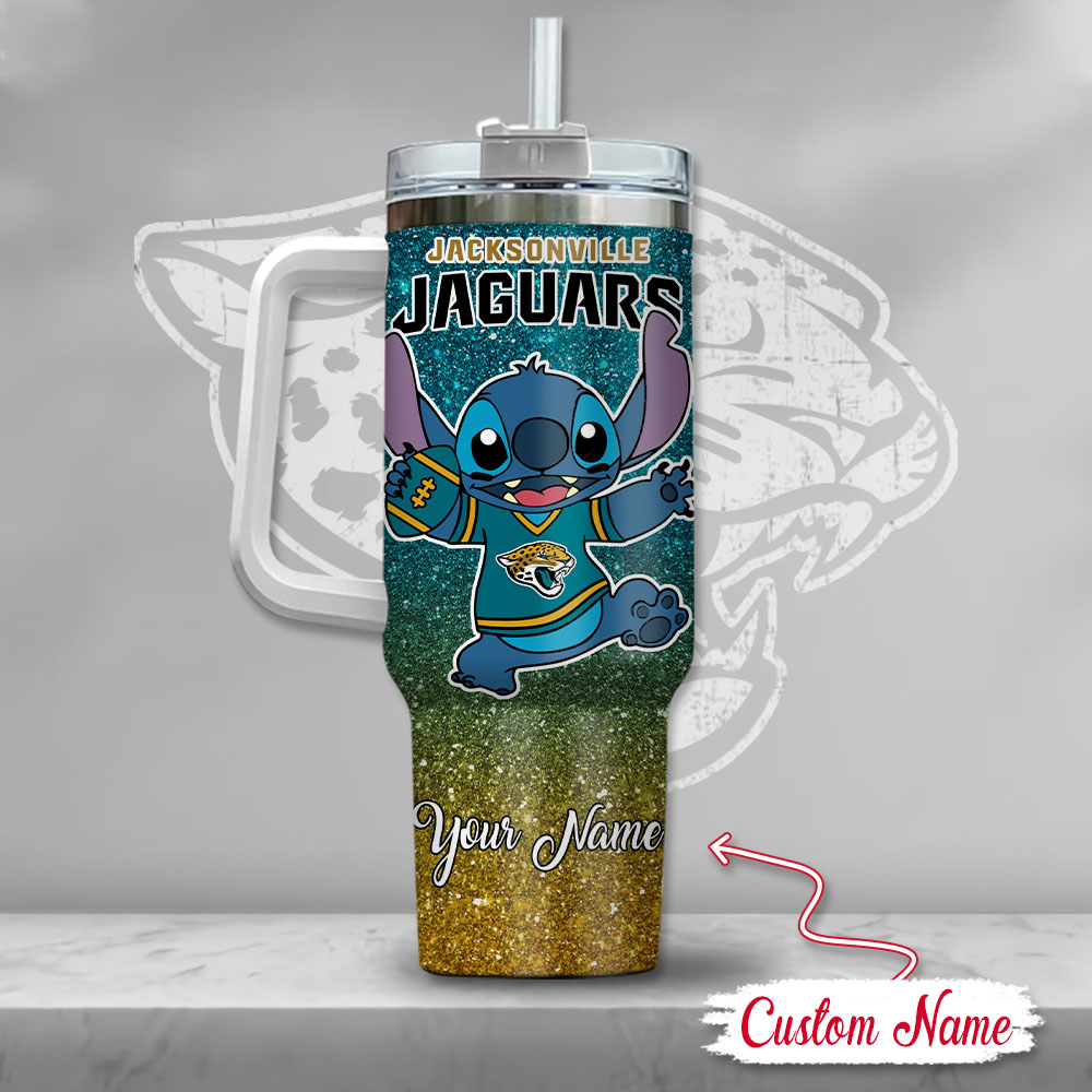 Custom Name Jacksonville Jaguars Tumbler - Cute Cartoon Design - Image 3