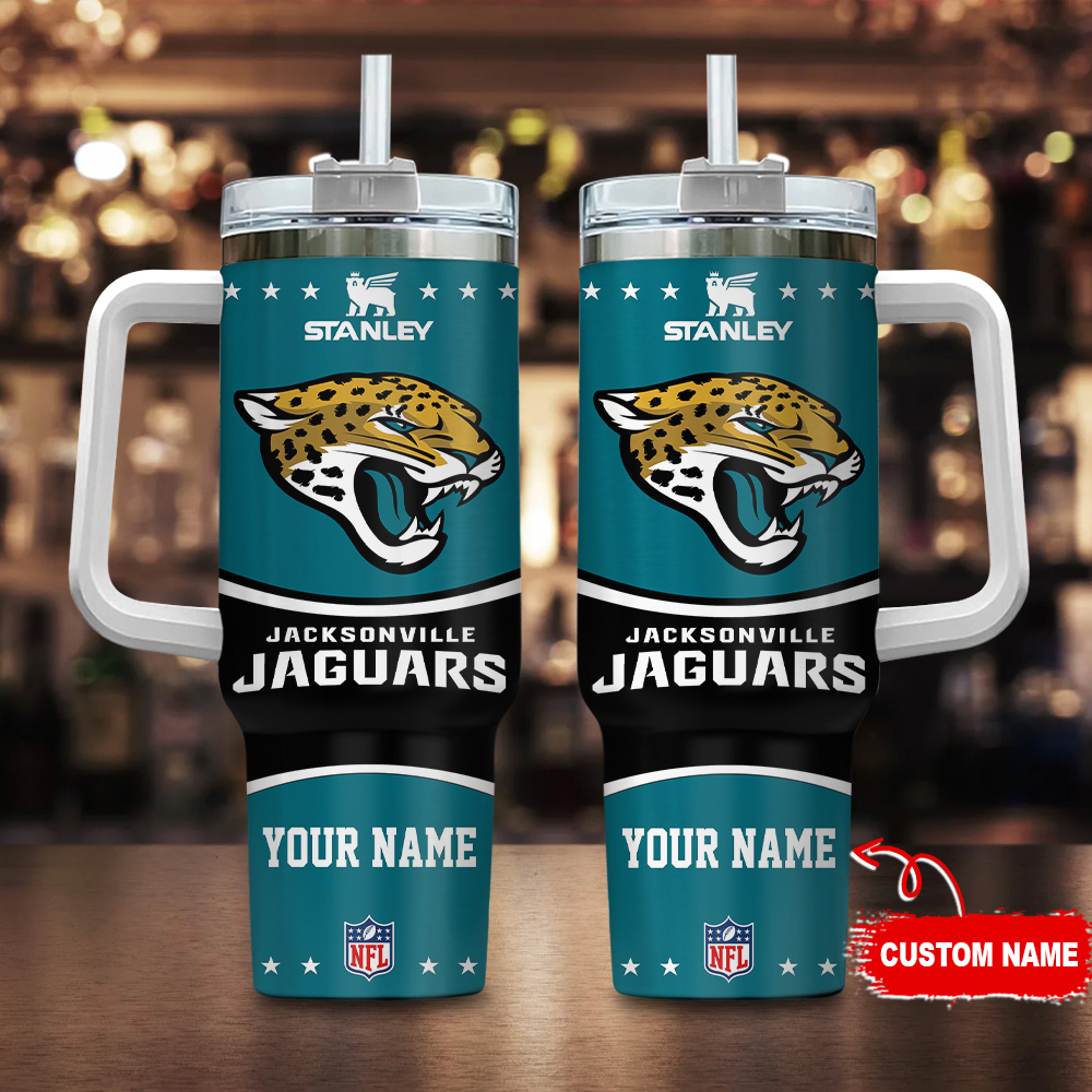 Custom Jacksonville Jaguars Tumbler with Handle - Personalized NFL Fan Gift