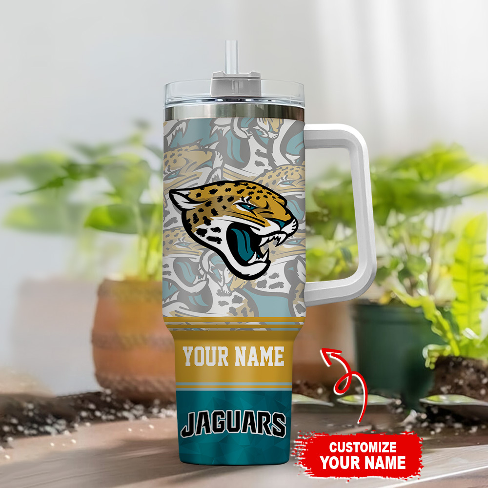 Customizable Jaguars Insulated Tumbler with Handle - Personalize Your Drinkware - Image 2