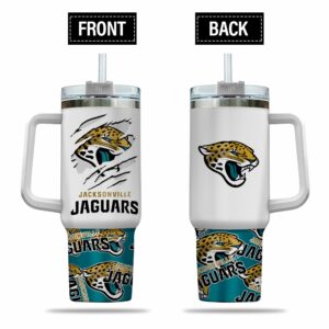 Official NFL Jacksonville Jaguars Insulated Tumbler with Handle & Straw - 40oz
