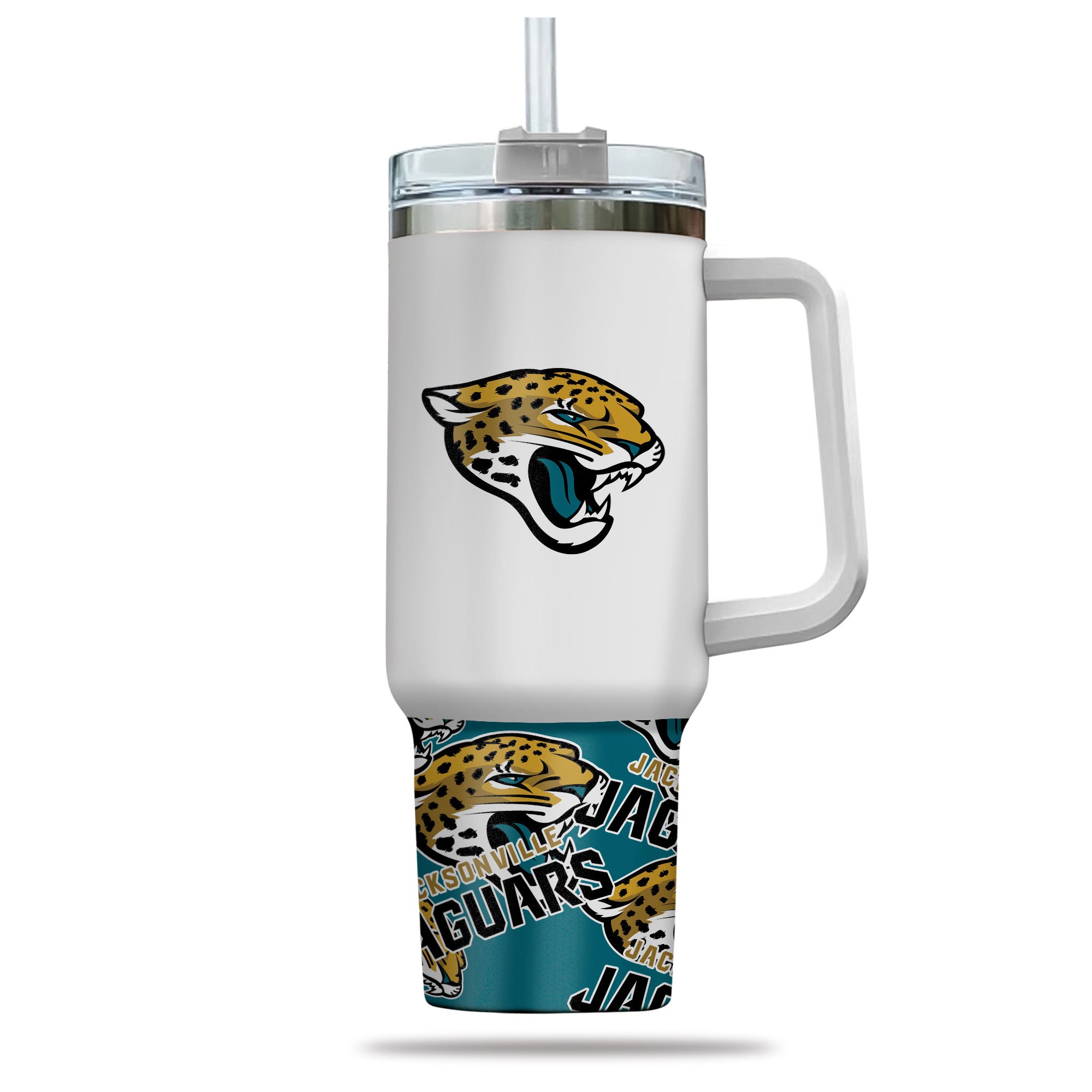 Official NFL Jacksonville Jaguars Insulated Tumbler with Handle & Straw - 40oz - Image 2