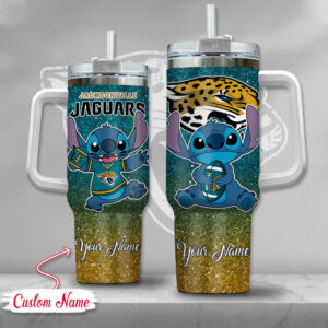 Custom Name Jacksonville Jaguars Tumbler - Cute Cartoon Design