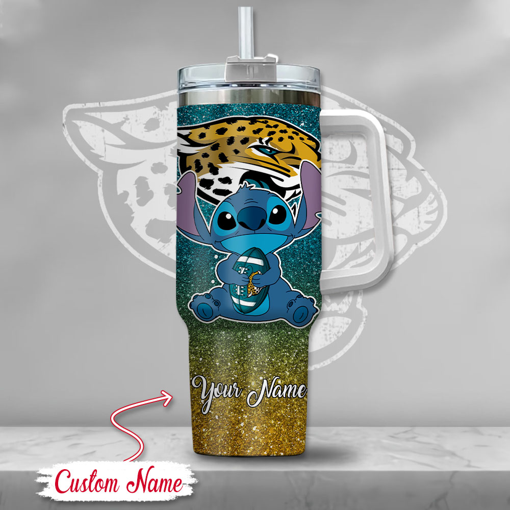 Custom Name Jacksonville Jaguars Tumbler - Cute Cartoon Design - Image 2